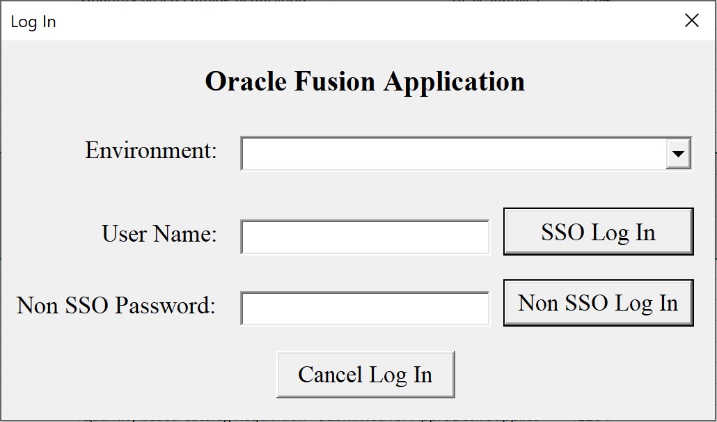 Fusion Login - Simplified Loader Excel for Oracle Fusion Cloud ERP
